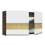 Mueble Superior de Cocina Glamy Marron y Blanco 120x66cm con Dos Entrepaños y Puertas Traslúcidas - MUEBLES SUPERIORES DE COCINA | Bylmo