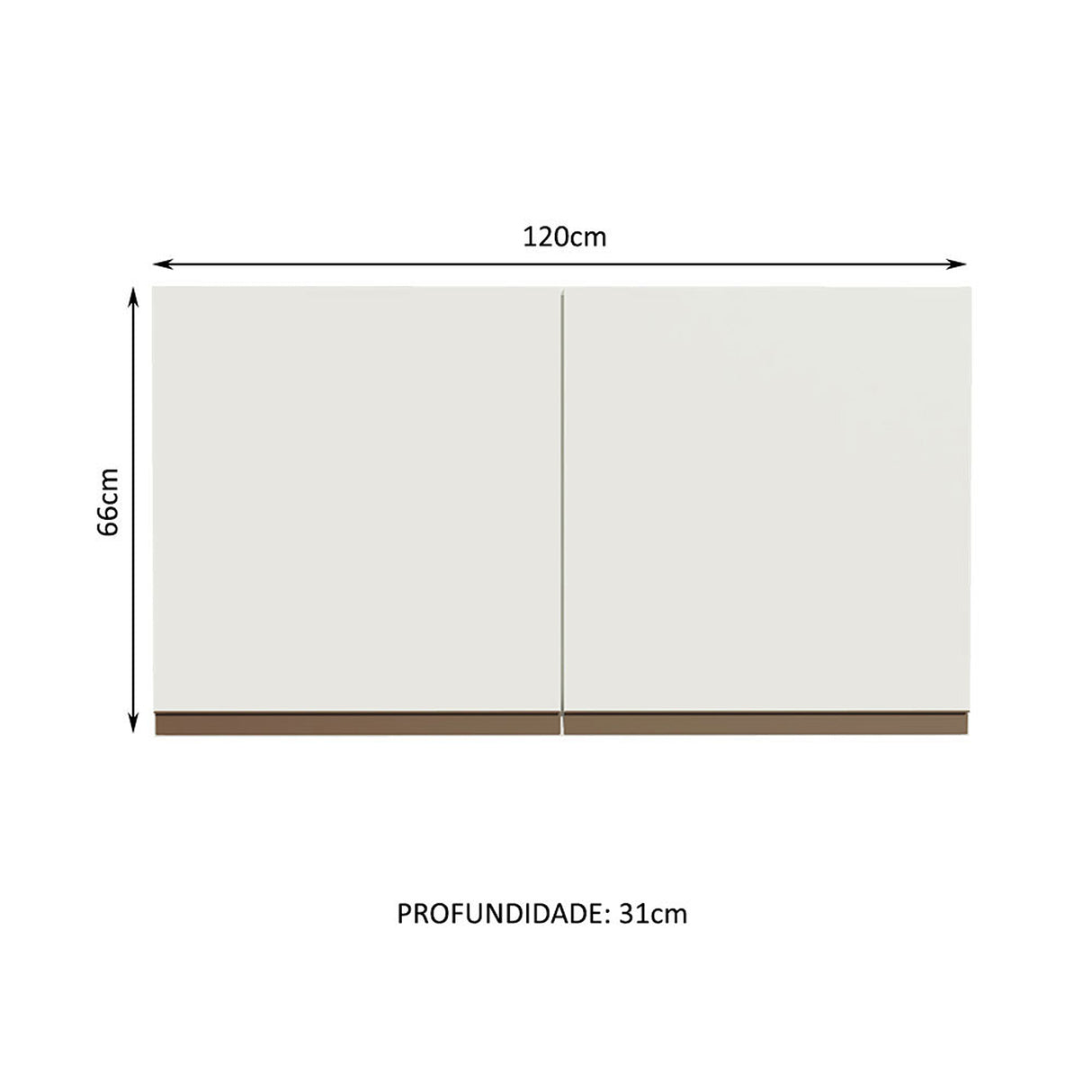 Mueble Superior de Cocina Reims Blanco 120x66cm con Dos Entrepaños - MUEBLES SUPERIORES DE COCINA | Bylmo