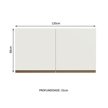 Mueble Superior de Cocina Reims Blanco 120x66cm con Dos Entrepaños - MUEBLES SUPERIORES DE COCINA | Bylmo