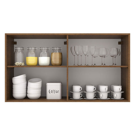 Mueble Superior de Cocina Agata Marron y Blanco 120x66cm con Dos Entrepaños - MUEBLES SUPERIORES DE COCINA | Bylmo