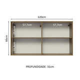 Mueble Superior de Cocina Glamy Marron y Blanco 120x66cm con Dos Entrepaños - MUEBLES SUPERIORES DE COCINA | Bylmo