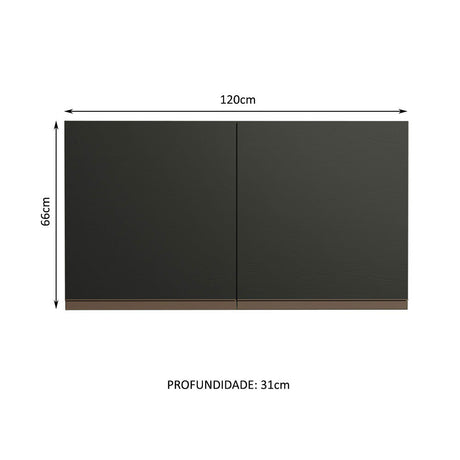 Mueble Superior de Cocina Reims Negro 120x66cm con Dos Entrepaños - MUEBLES SUPERIORES DE COCINA | Bylmo