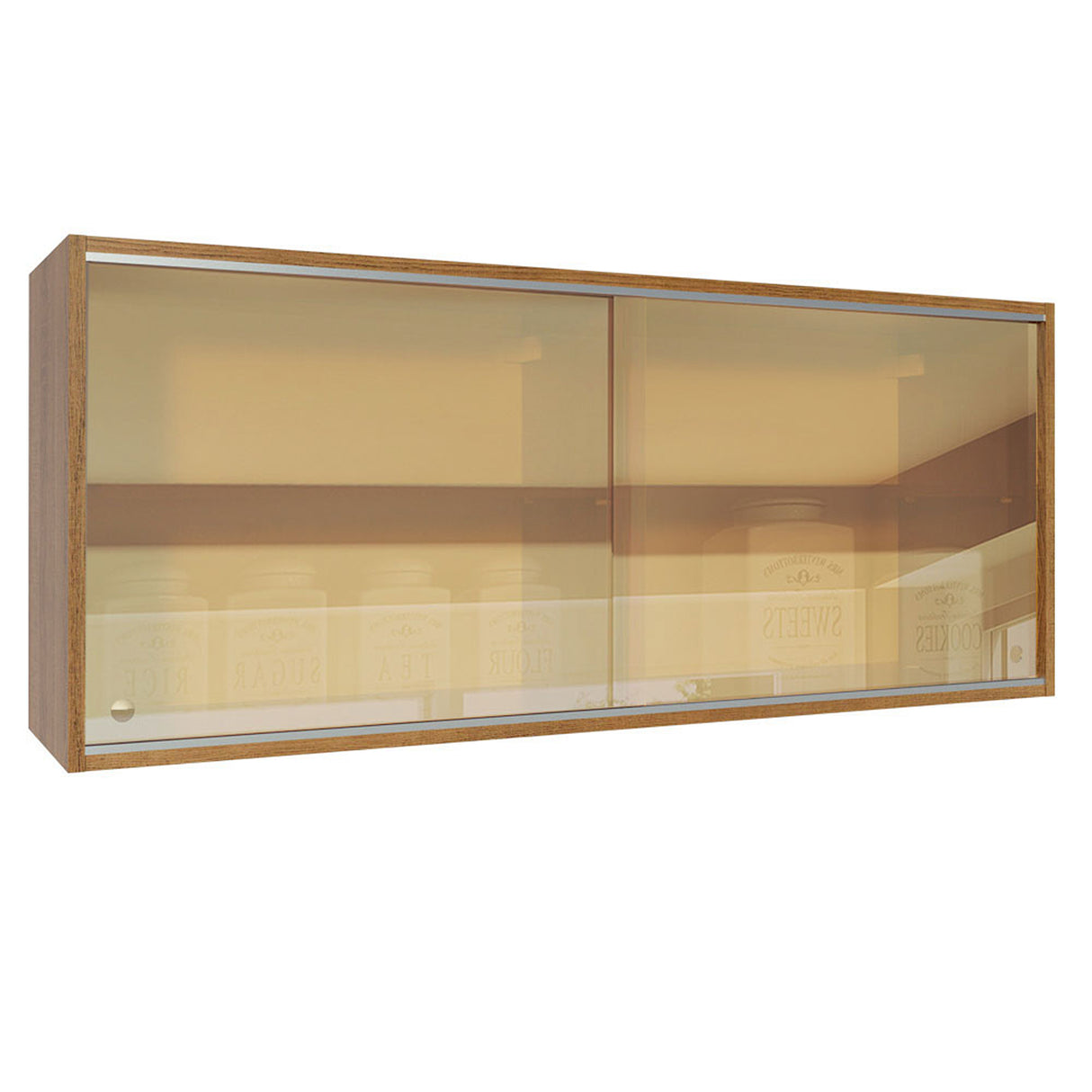 Mueble Superior de Cocina Glamy Lux Marron 120x50cm con un Entrepaño y Puertas Traslúcidas - MUEBLES SUPERIORES DE COCINA | Bylmo