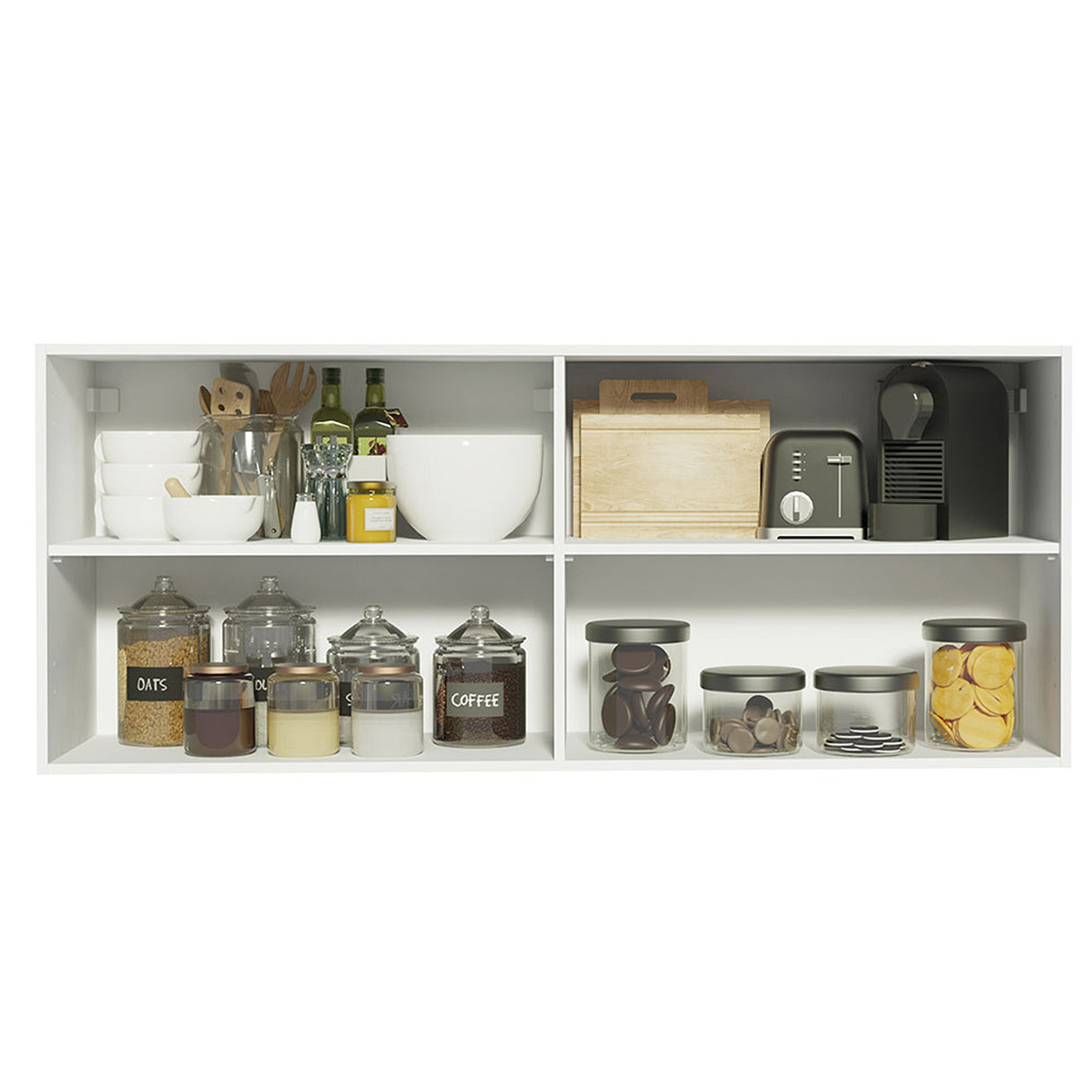 Mueble Superior de Cocina Reims Blanco 120x50cm con Dos Entrepaños - MUEBLES SUPERIORES DE COCINA | Bylmo