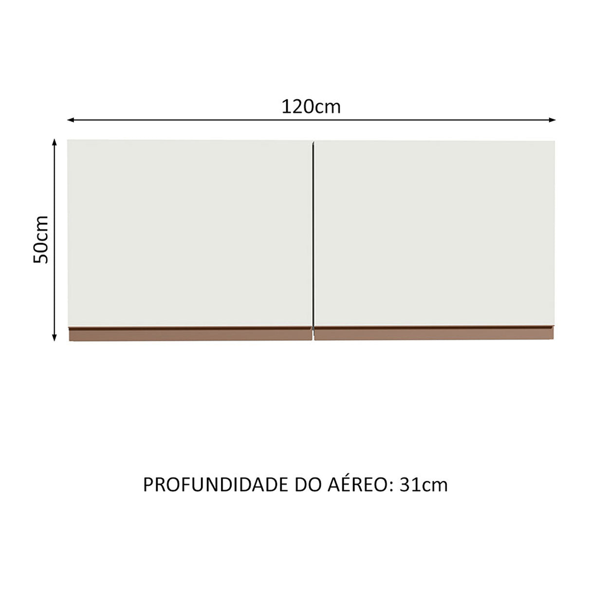 Mueble Superior de Cocina Reims Blanco 120x50cm con Dos Entrepaños - MUEBLES SUPERIORES DE COCINA | Bylmo