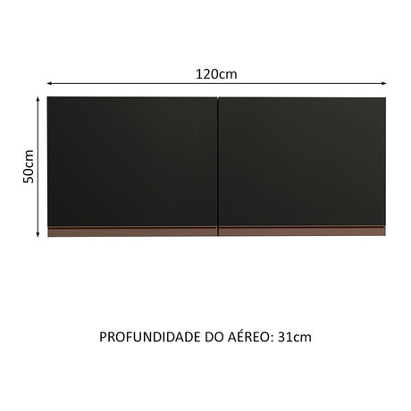 Mueble Superior de Cocina Reims Negro 120x50cm con Dos Entrepaños - MUEBLES SUPERIORES DE COCINA | Bylmo