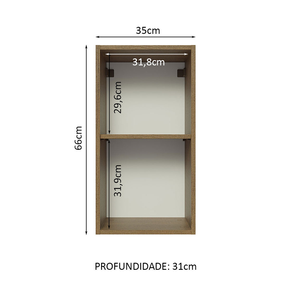 Mueble Superior de Cocina Glamy Marron 35x66cm con Un Entrepaño - MUEBLES SUPERIORES DE COCINA | Bylmo