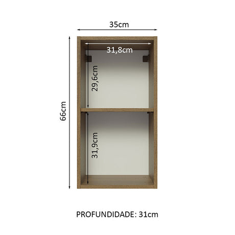 Mueble Superior de Cocina Glamy Marron y Blanco 35x66cm con Un Entrepaño - MUEBLES SUPERIORES DE COCINA | Bylmo