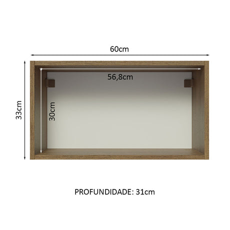 Mueble Superior de Cocina Glamy Marron 60x33cm Sin Entrepaños - MUEBLES SUPERIORES DE COCINA | Bylmo