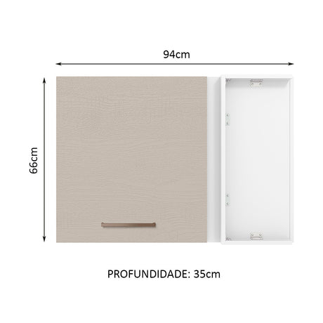 Mueble Superior de Cocina Agata Blanco y Crema 94x66cm con Un Entrepaño - MUEBLES SUPERIORES DE COCINA | Bylmo