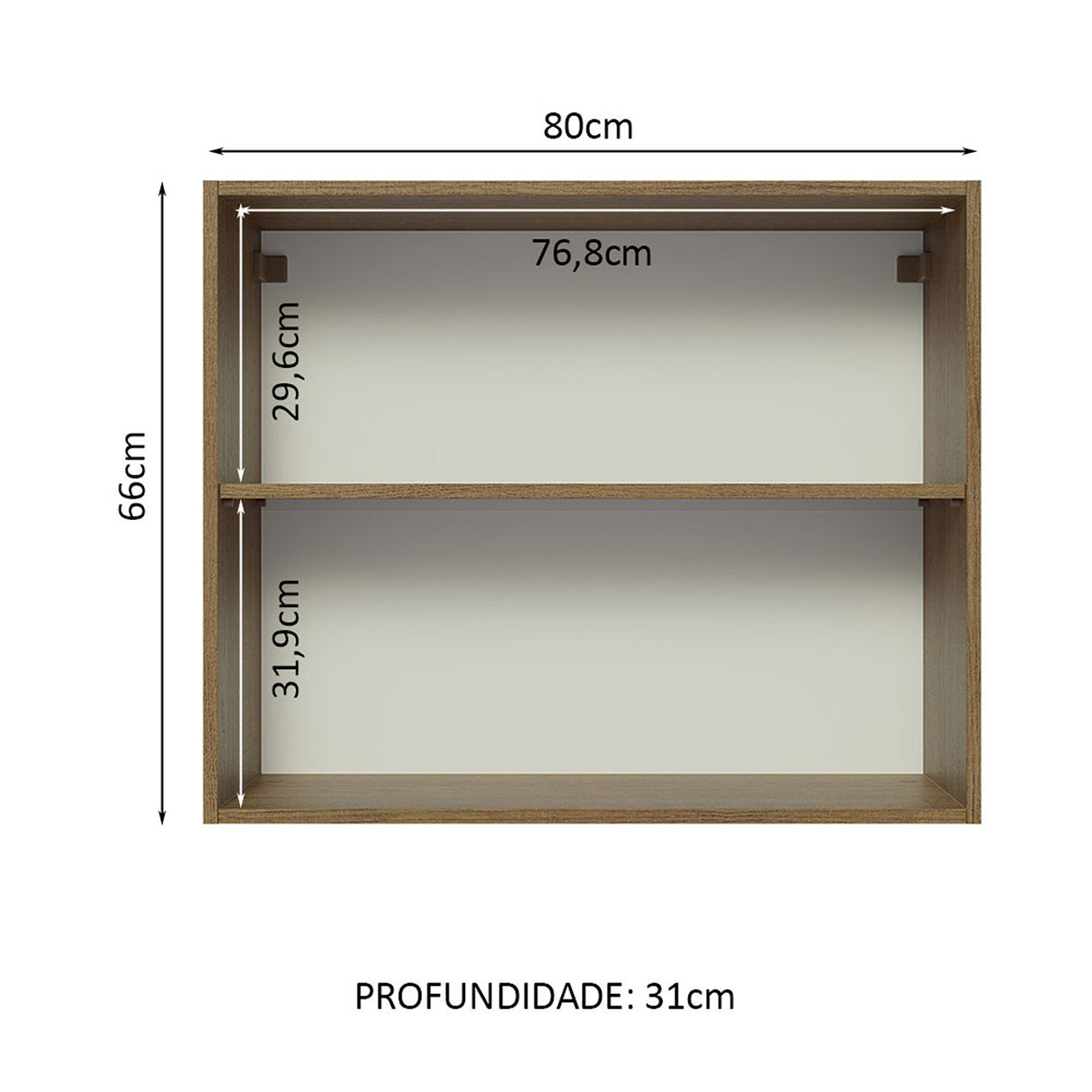 Mueble Superior de Cocina Glamy Marron y Blanco 80x66cm con Un Entrepaño - MUEBLES SUPERIORES DE COCINA | Bylmo