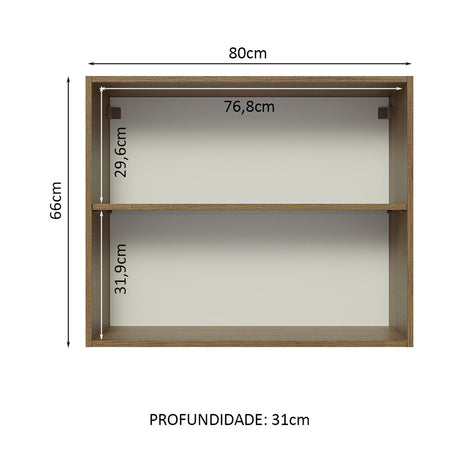 Mueble Superior de Cocina Glamy Marron y Blanco 80x66cm con Un Entrepaño - MUEBLES SUPERIORES DE COCINA | Bylmo
