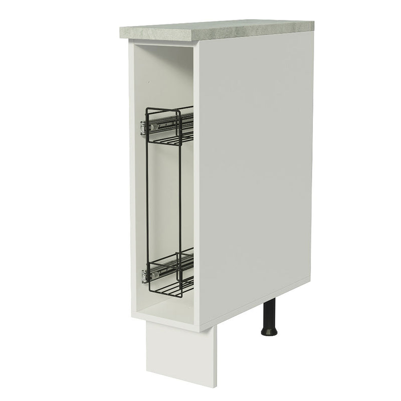 Mueble Auxiliar De Cocina Glamy Blanco Y Gris 20x84cm Para Condimentos