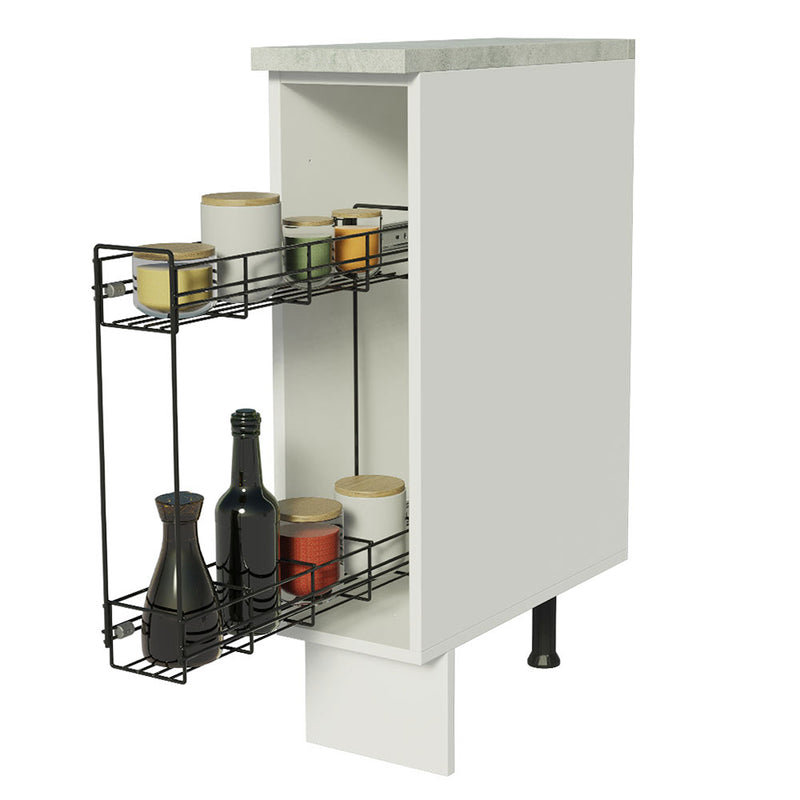 Mueble Auxiliar De Cocina Glamy Blanco Y Gris 20x84cm Para Condimentos