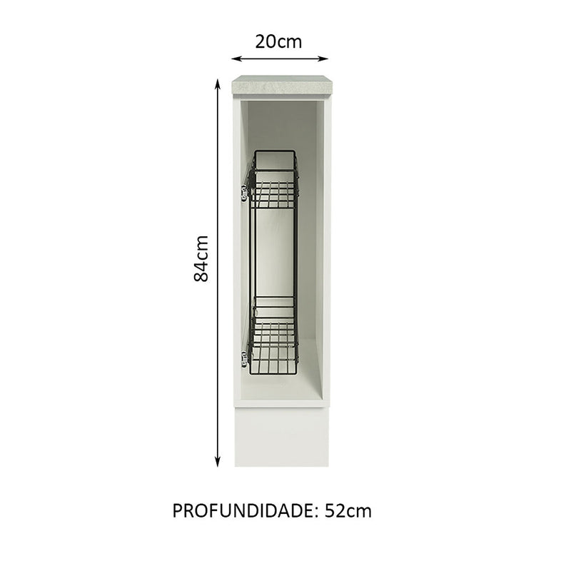 Mueble Auxiliar De Cocina Glamy Blanco Y Gris 20x84cm Para Condimentos