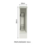 Mueble Auxiliar de Cocina Glamy Blanco y Gris 20x84cm Para Condimentos