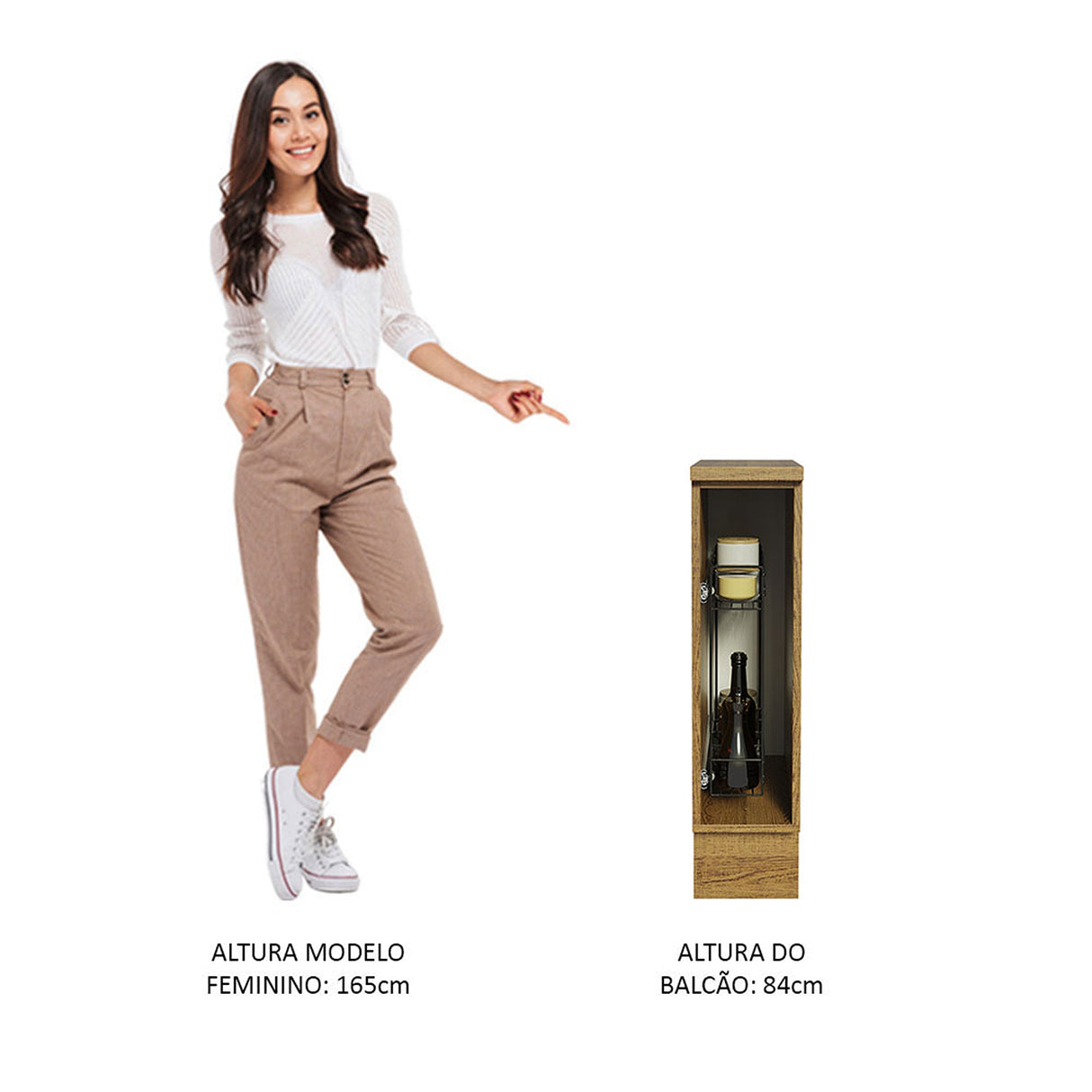 Mueble Auxiliar de Cocina Glamy Marron y Negro 20x84cm Para Condimentos - BARRAS Y MUEBLES AUXILIARES | Bylmo