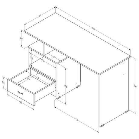 Escritorio Coñac y Artiko 50x75cm Con Cajón y Organizador de Libros - ESCRITORIOS | Bylmo