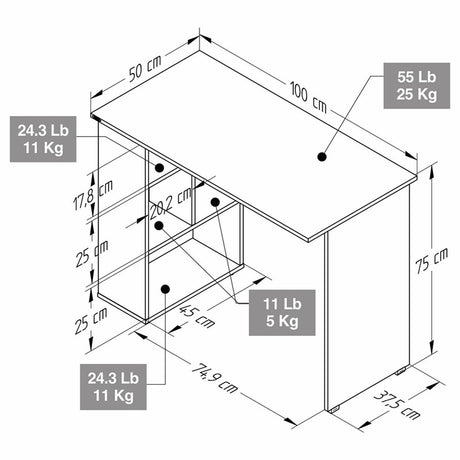 Escritorio Artiko y Coñac 50x75cm Con Organizador de Libros - ESCRITORIOS | Bylmo