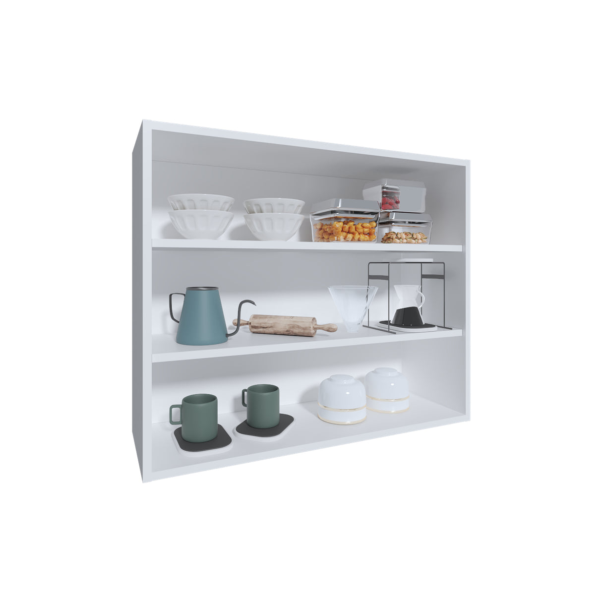 Mueble Superior de Cocina Blanco 91x76.2cm sin Puertas y con Dos Entrepaños - MUEBLES SUPERIORES DE COCINA | Bylmo