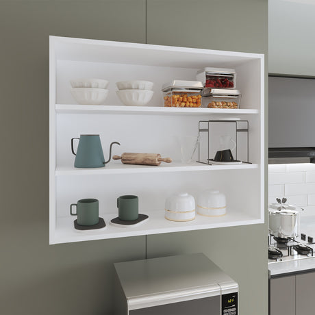 Mueble Superior de Cocina Blanco 91x76.2cm sin Puertas y con Dos Entrepaños - MUEBLES SUPERIORES DE COCINA | Bylmo