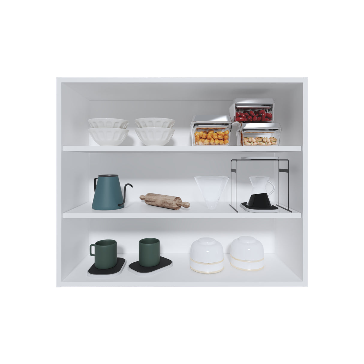 Mueble Superior de Cocina Blanco 91x76.2cm sin Puertas y con Dos Entrepaños - MUEBLES SUPERIORES DE COCINA | Bylmo