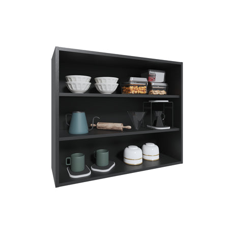 Mueble Superior de Cocina Wengue 91x76.2cm sin Puertas y con Dos Entrepaños - MUEBLES SUPERIORES DE COCINA | Bylmo