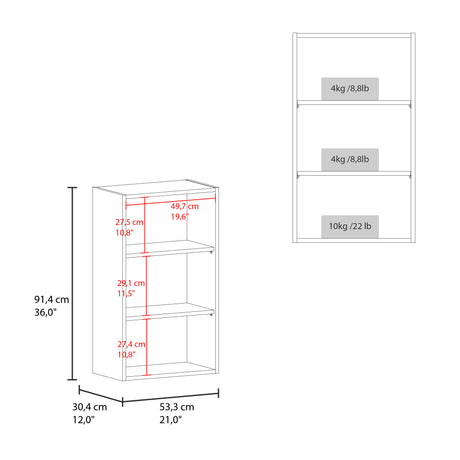 Mueble Superior de Cocina Blanco 53.3x91.4cm sin Puertas y con Dos Entrepaños - MUEBLES SUPERIORES DE COCINA | Bylmo
