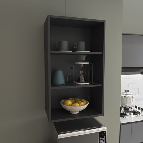 Mueble Superior de Cocina Wengue 53.3x91.4cm sin Puertas y con Dos Entrepaños - MUEBLES SUPERIORES DE COCINA | Bylmo