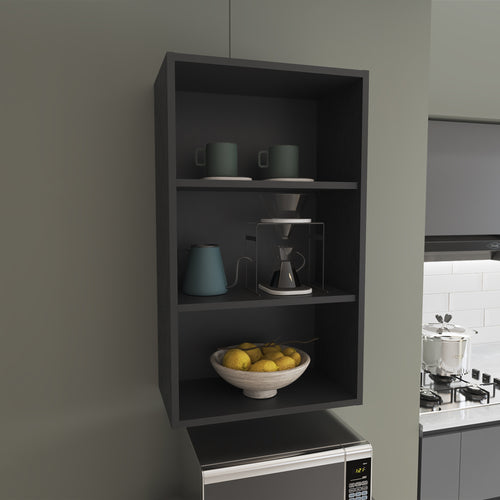 Mueble Superior De Cocina Wengue 53.3x91.4cm Sin Puertas Y Con Dos Entrepaños