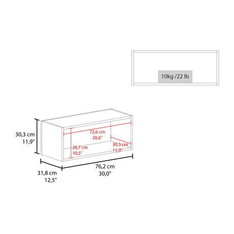 Mueble Superior de Cocina Blanco 76.2x30.4cm sin Puertas y sin Entrepaños - MUEBLES SUPERIORES DE COCINA | Bylmo
