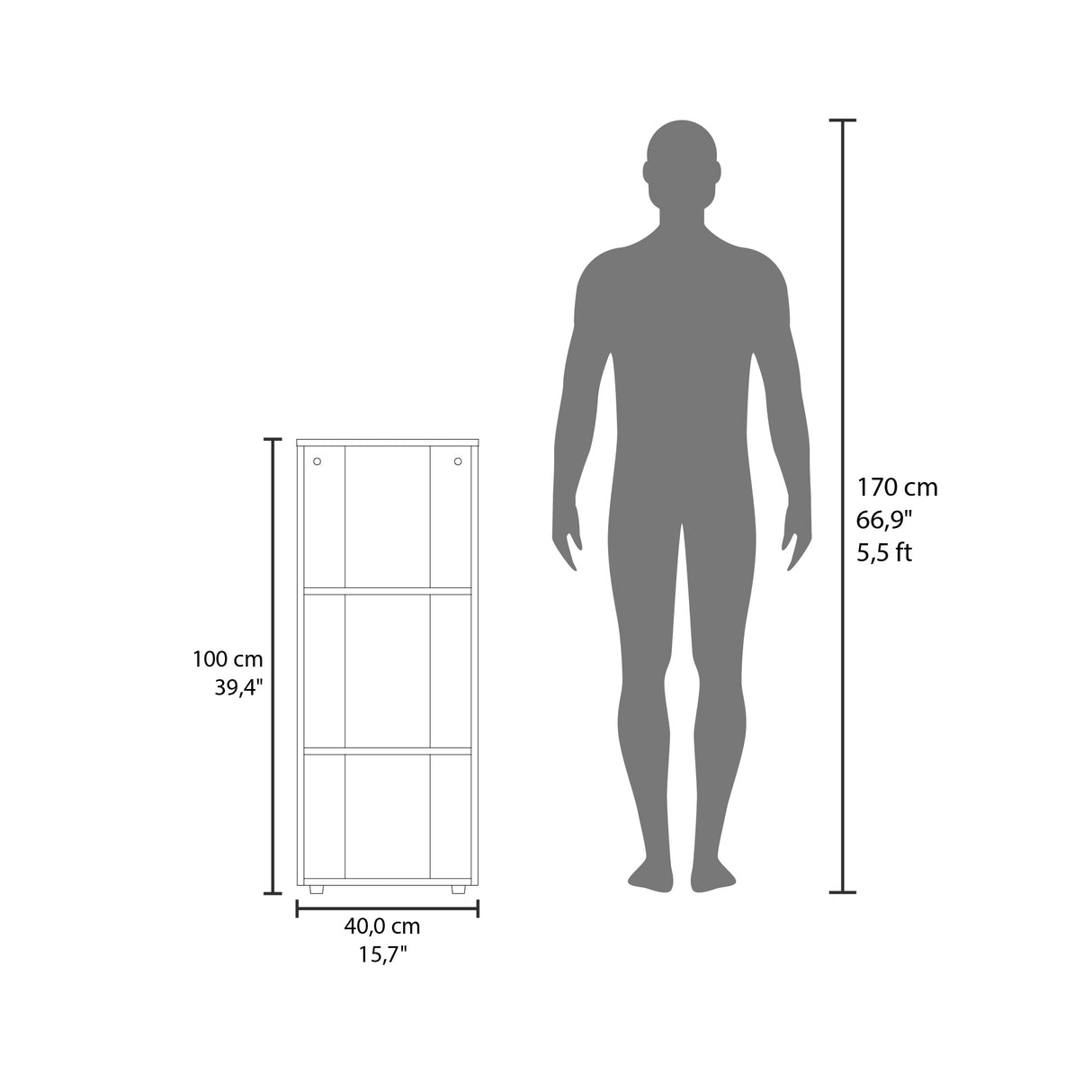 Biblioteca Office Blanco 40x100cm Rectangular Con Tres Compartimientos - BIBLIOTECAS Y ESTANTERIAS | Bylmo