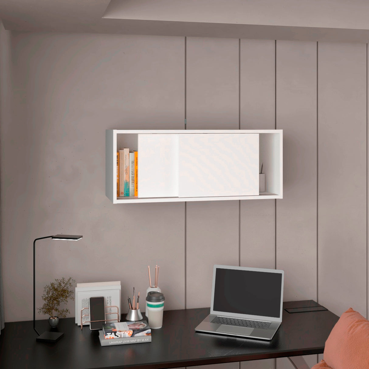 Estanteria Flotante Note Blanco 81x33cm Rectangular Con Un Compartimiento - BIBLIOTECAS Y ESTANTERIAS | Bylmo