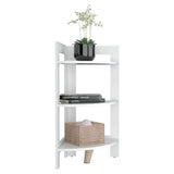 Mesa Auxiliar Esquinera Riga Blanco 38.8x80.6cm con Patas y Tres Compartimientos - MESAS AUXILIARES | Bylmo