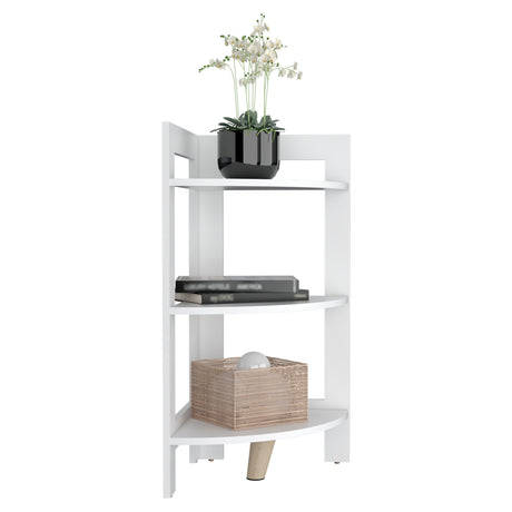 Mesa Auxiliar Esquinera Riga Blanco 38.8x80.6cm con Patas y Tres Compartimientos - MESAS AUXILIARES | Bylmo