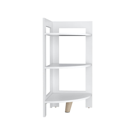 Mesa Auxiliar Esquinera Riga Blanco 38.8x80.6cm con Patas y Tres Compartimientos - MESAS AUXILIARES | Bylmo