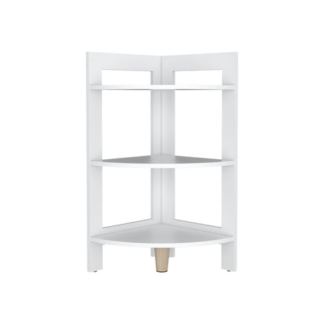 Mesa Auxiliar Esquinera Riga Blanco 38.8x80.6cm con Patas y Tres Compartimientos - MESAS AUXILIARES | Bylmo