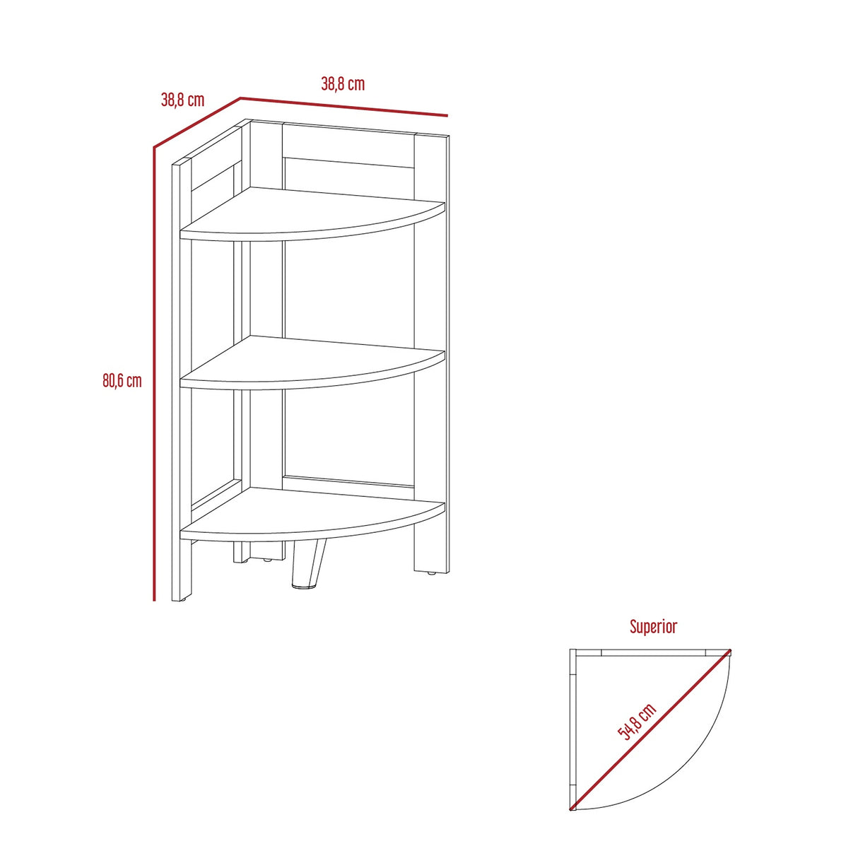 Mesa Auxiliar Esquinera Riga Blanco 38.8x80.6cm con Patas y Tres Compartimientos - MESAS AUXILIARES | Bylmo