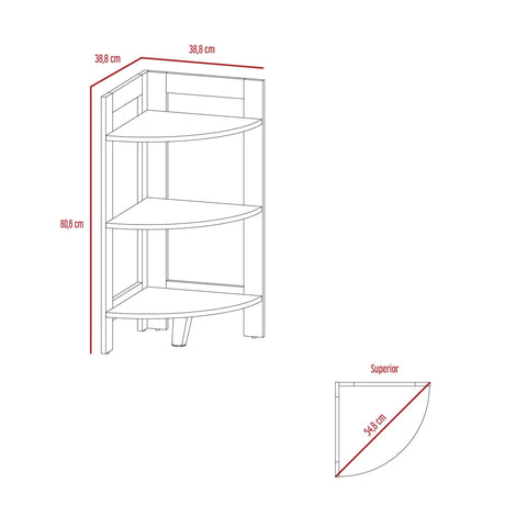 Mesa Auxiliar Esquinera Riga Blanco 38.8x80.6cm con Patas y Tres Compartimientos - MESAS AUXILIARES | Bylmo