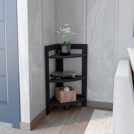 Mesa Auxiliar Esquinera Riga Wengue 38.8x80.6cm con Patas y Tres Compartimientos - MESAS AUXILIARES | Bylmo