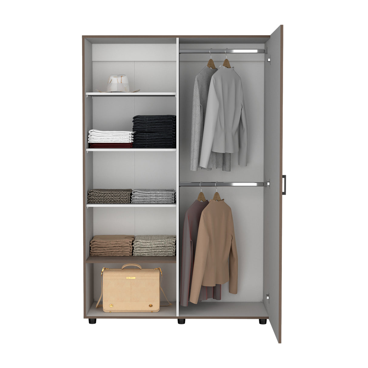 Closet Eco Milan y Blanco 120.1x184cm con Siete Compartimientos - CLOSETS | Bylmo
