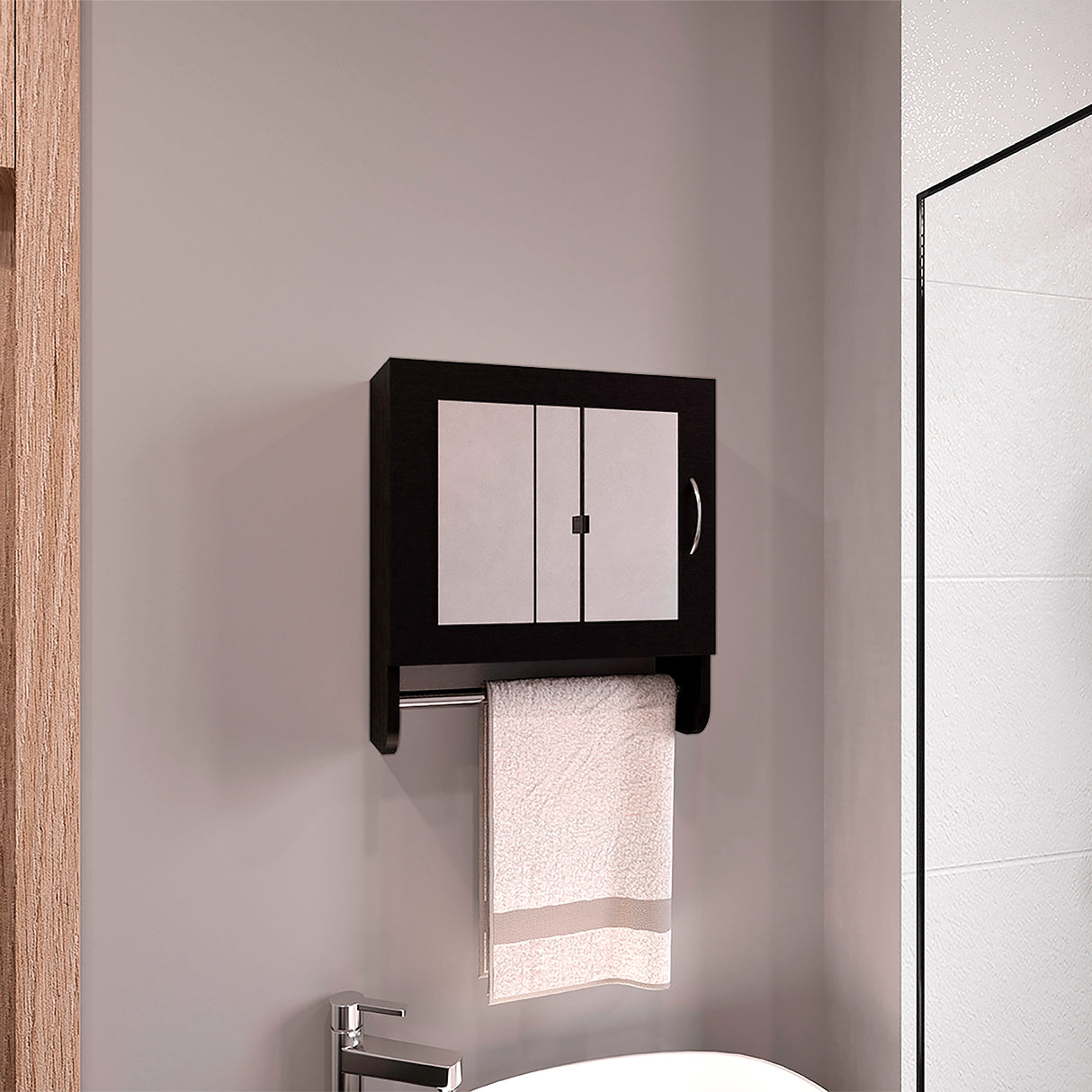 Gabinete de Baño 300 Bath Wengue 45x50cm Rectangular y con Un Entrepaño - GABINETES DE BANHO | Bylmo