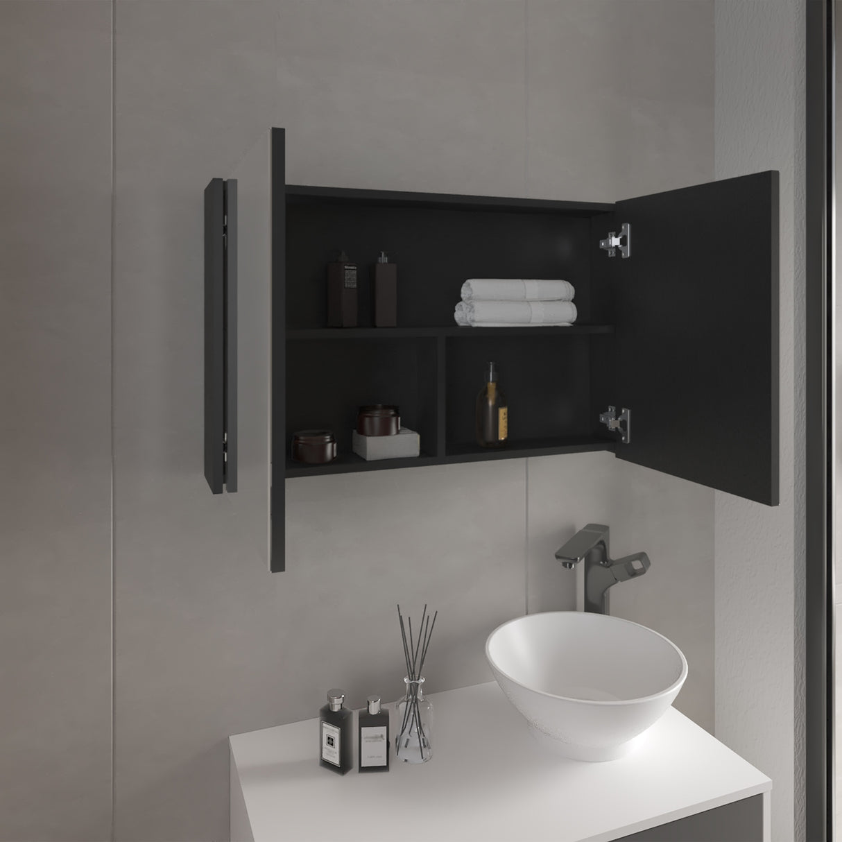 Gabinete de Baño Botiquin 80 Wengue 80x50cm Rectangular con Espejo y Un Entrepaño - GABINETES DE BANHO | Bylmo