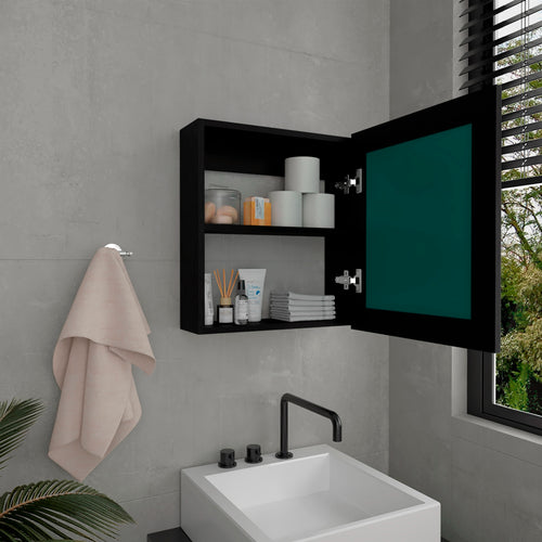 Gabinete De Baño Luma Wengue 47.2x52.2cm Rectangular Con Espejo Y Un Entrepaño