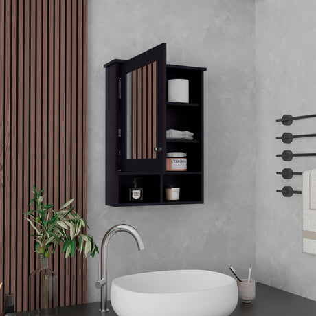 Gabinete de Baño Viña Wengue 53x73.6cm Rectangular con Espejo y Tres Entrepaños - GABINETES DE BANHO | Bylmo