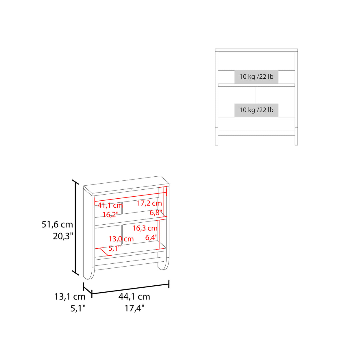 Gabinete de Baño Blanco 45x50cm Rectangular con Espejo y Un Entrepaño - GABINETES DE BANHO | Bylmo