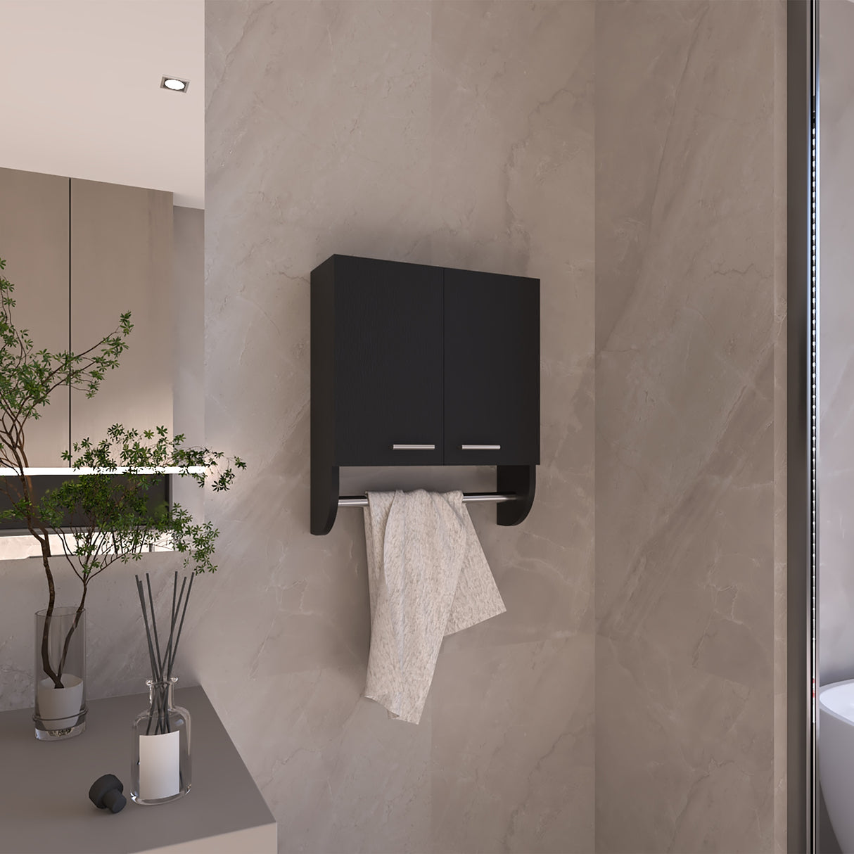 Gabinete de Baño Wengue 45x50cm Rectangular y con Un Entrepaño - GABINETES DE BANHO | Bylmo