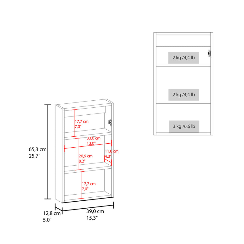 Gabinete De Baño Juno Blanco 39x65.3cm Rectangular Y Con Dos Entrepaños