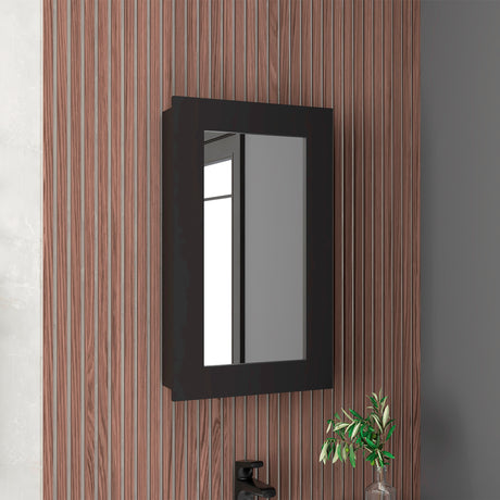 Gabinete de Baño Juno Wengue 39x65.3cm Rectangular con Espejo y Dos Entrepaños - GABINETES DE BANHO | Bylmo