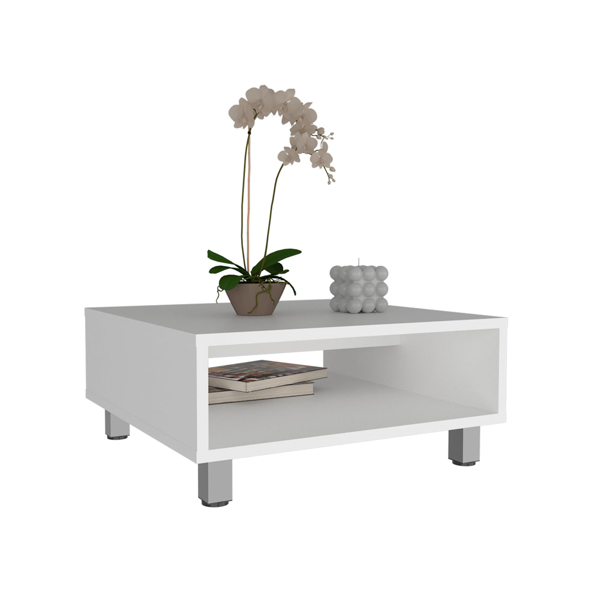Mesa de Centro Eclipse Blanco 60x26.9cm Rectangular con Patas y con Compartimiento - MESAS DE CENTRO | Bylmo